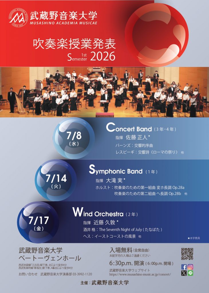 武蔵野音楽大学コンサートバンド（3・4年管打合奏）授業発表